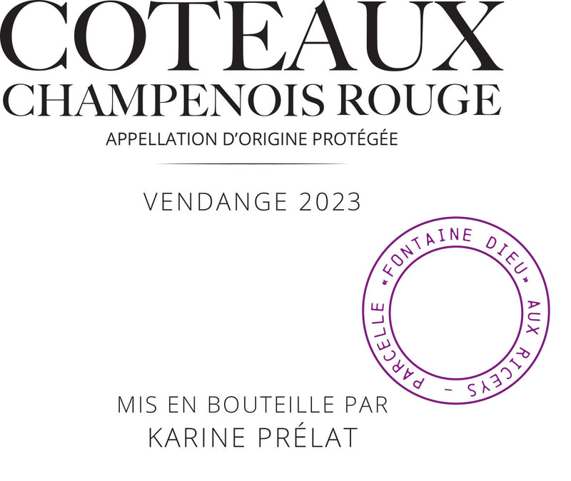 2023 Karine Prelat, Fontaine Dieu Rouge, Coteaux Champenois