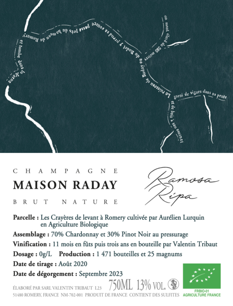 NV Maison Raday, Rimosa Ripa Brut Nature, Champagne (2019 Base)