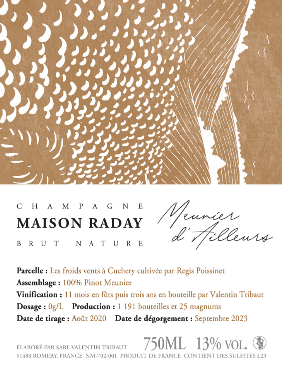 NV Maison Raday, Meunier d'Ailleurs, Champagne (2019 Base)